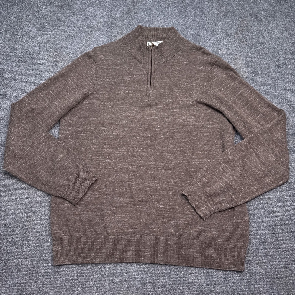 Jos A Bank 1/4 Zip Pullover Knit Sweater Mens Size XL Coffee Brown Mock Neck - Picture 5 of 12